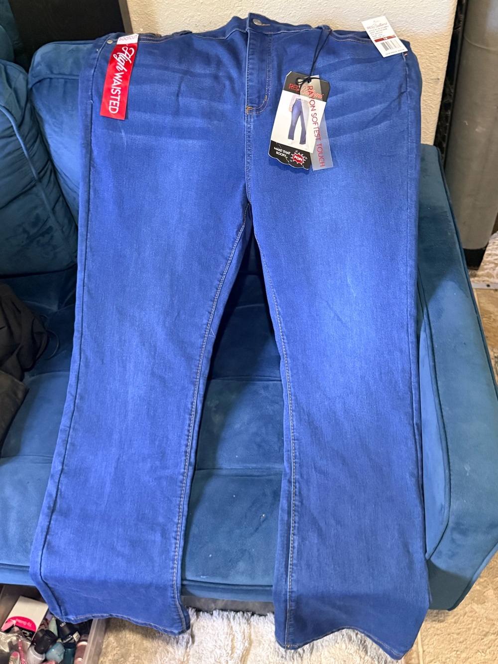 Blue Flare Wide-Leg Jeans